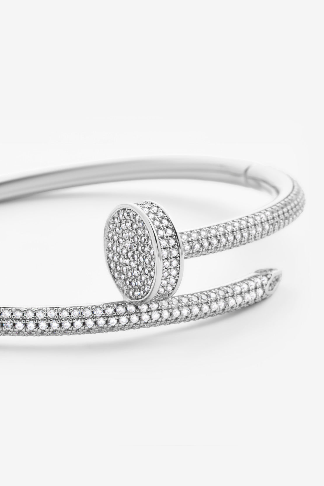 4 mm Iced Pave Armreif – Weißgold